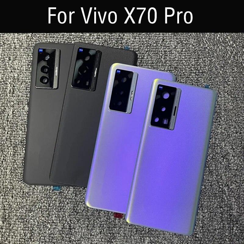 Задняя крышка аккумуляторного отсека для Vivo X70 Pro, дверца корпуса, заднее стекло, крышка аккумуляторного отсека с рамочным объективом, 6,56 дюйма